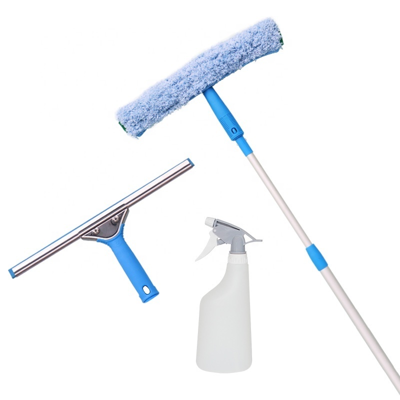 Telescoping window squeegee set cleaning tool supply hand held window glass cleaning wiper with long handle