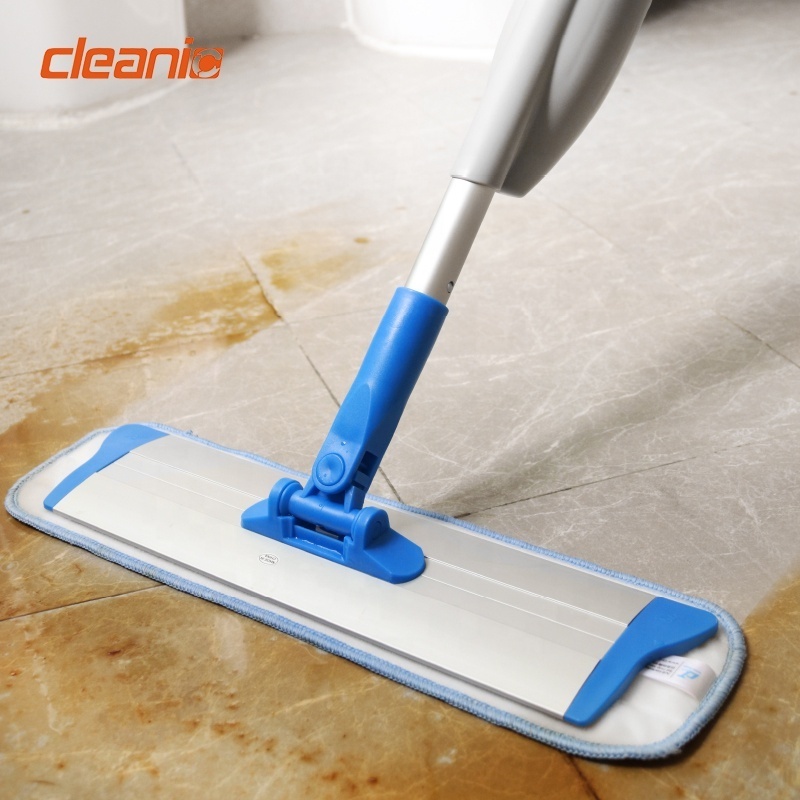 Custom logo professional floor cleaning flat spray mop with microfiber mop cloth and aluminium tube for waxing