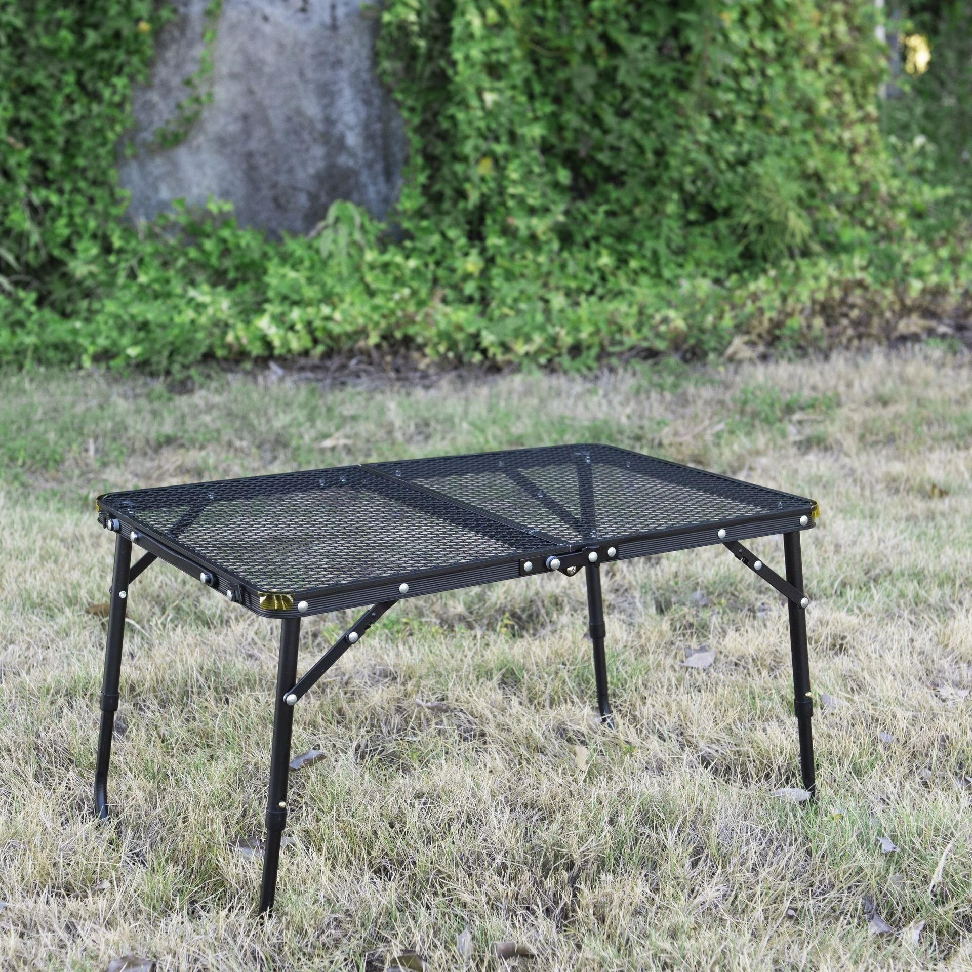 Outdoor folding table camping shelf camping portable picnic table campfire dining table and chairs