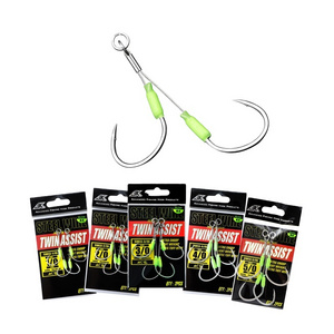 BKK 1/0-5/0 Shore Jigging  Assist Hooks Model High Carbon Steel Barbed Hook Saltwater Steel wire fishhook Set Double Hook