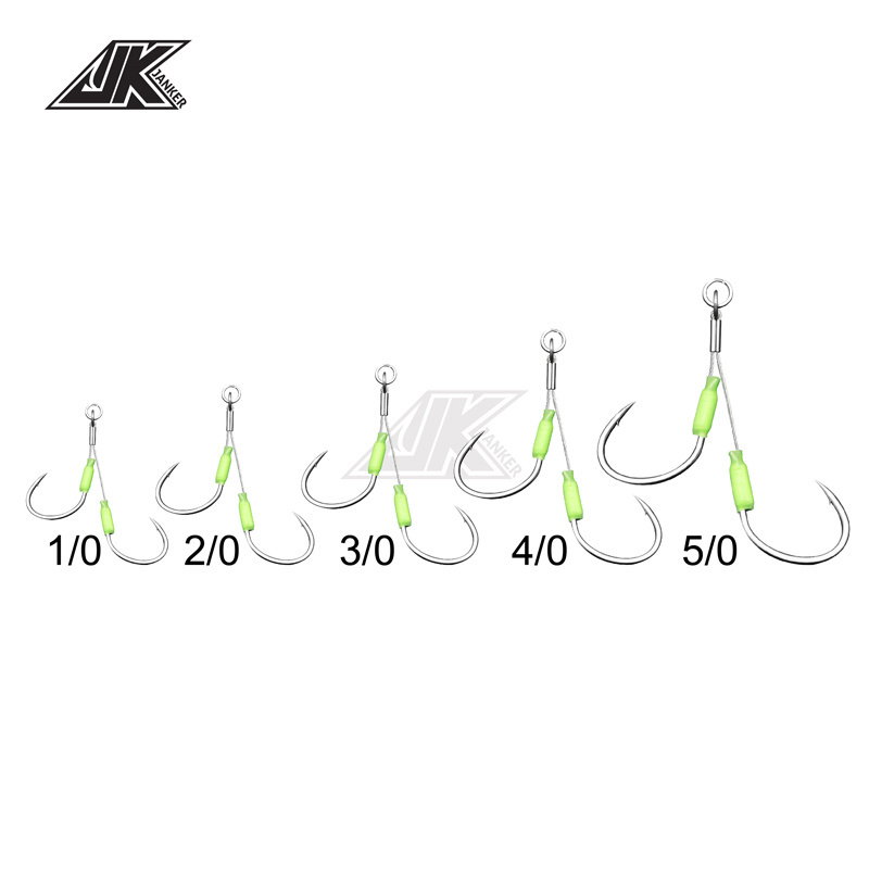 BKK 1/0-5/0 Shore Jigging  Assist Hooks Model High Carbon Steel Barbed Hook Saltwater Steel wire fishhook Set Double Hook