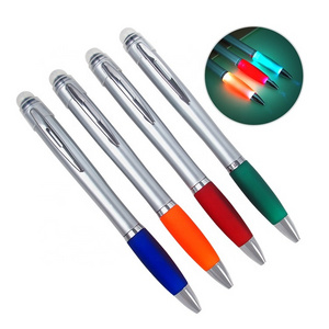 Laser Engraving Logo Promotional LED Light Ball Pen With Stylus