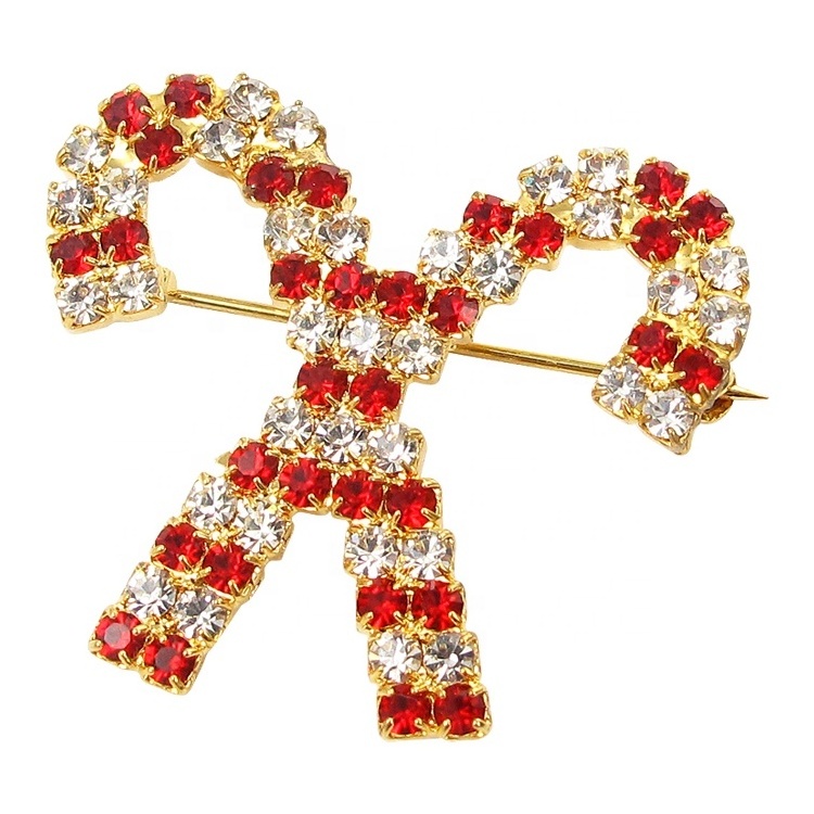 Wholesale Custom Metal Christmas  Snow Battle Rhinestone Brooches Pin for suit