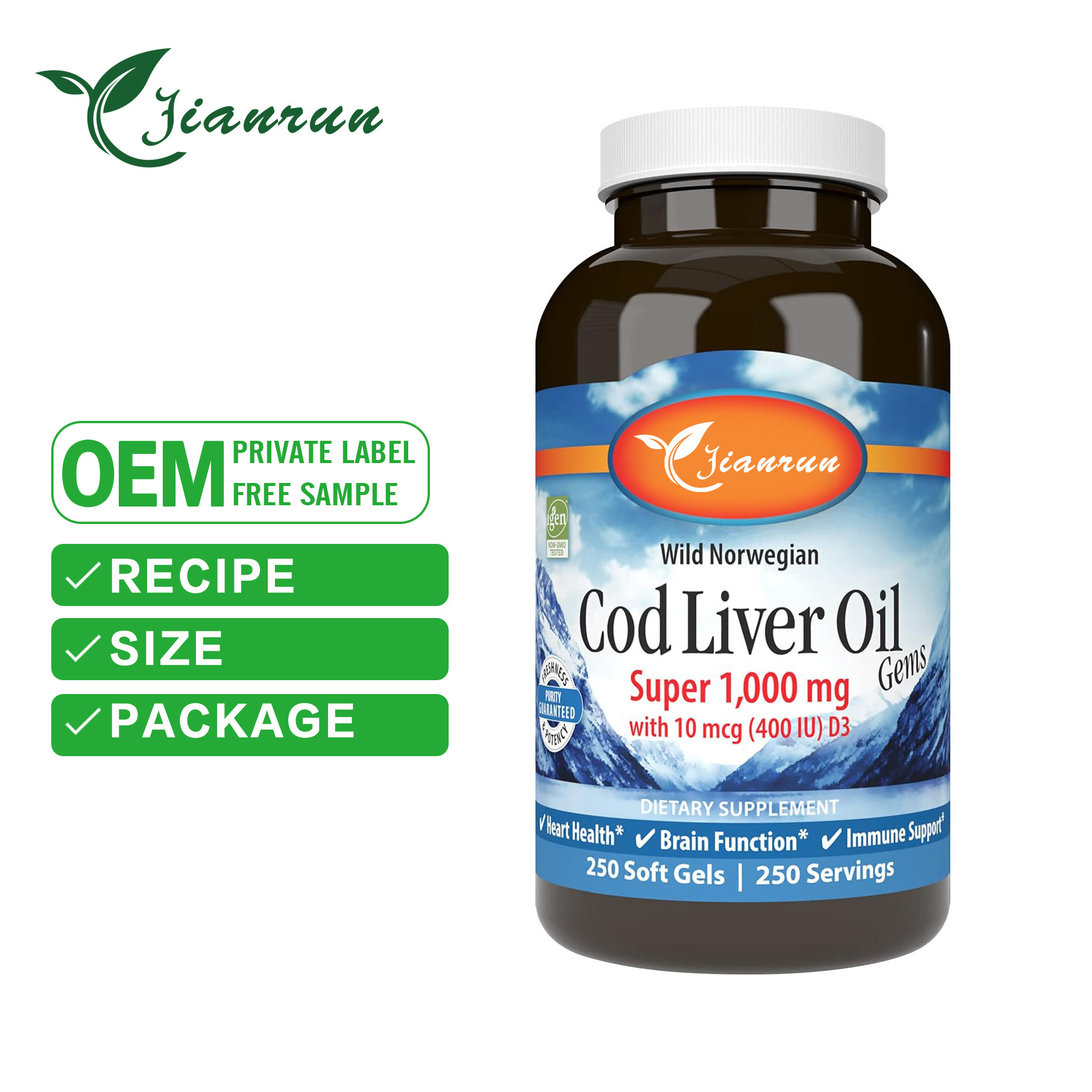 High content omega-3 cod liver oil EPA DHA deep sea fish oil supports immune system natural fish oil soft capsules