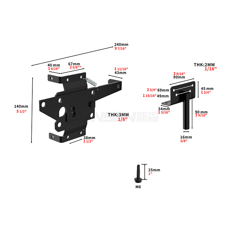 Heavy Duty Farm Garden Wood Metal Pvc Vinyl Garage Privacy Fence Hardware Two Way Door Gate Iron Fence Gate Latch