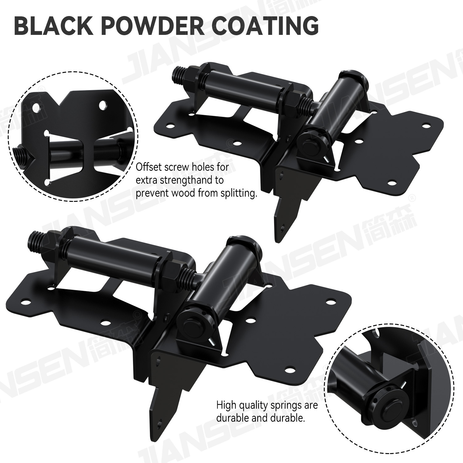 Hot Selling Heavy Duty Decorative Door Gate Hardware Fence Gate Latch Hinges Adjustable Black Fence Hinge