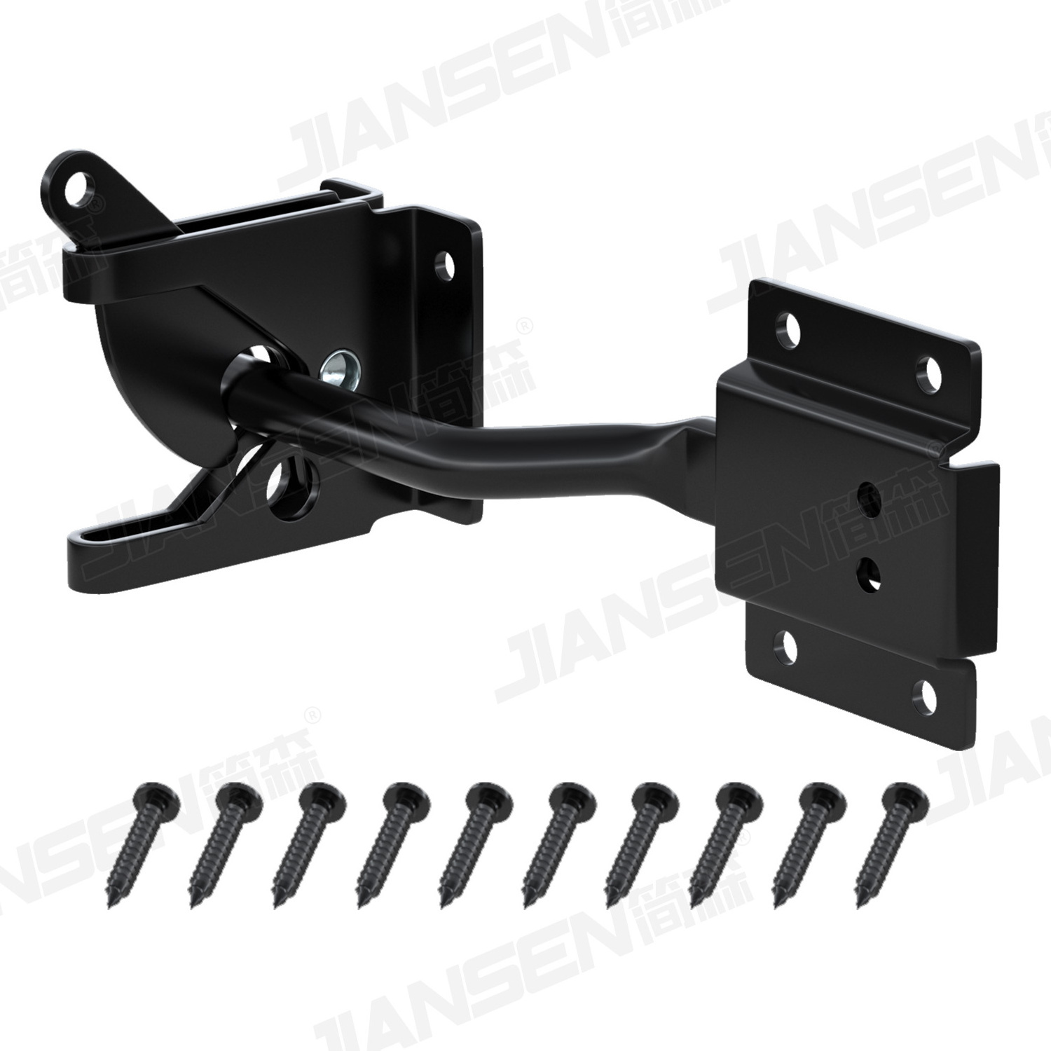 Hardware Accessory Iron Metal Black Powder Coated Rust Resistance Heavy Duty Self-Locking Small Gate Latch Fence Hinge