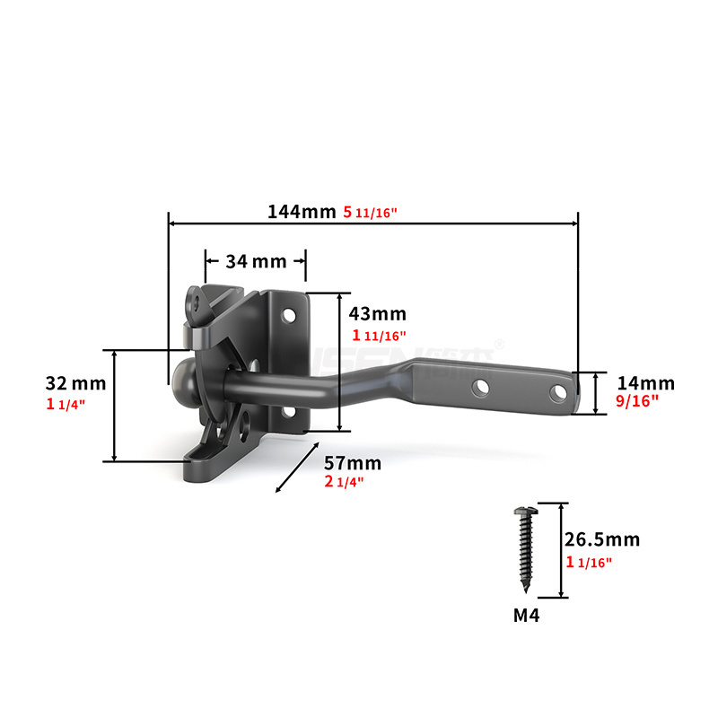 Upgrade Iron Metal Self-Locking Gate Latch Heavy Duty Automatic Gravity Lever Door Latches For Wooden Fence