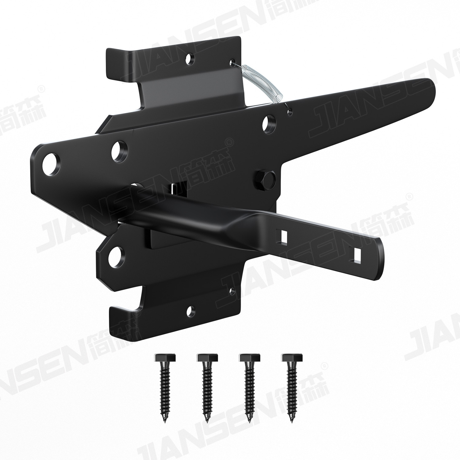 Standard Black Vinyl Adjustable Self Locking Spring Hatchet Gate Lock Latch For Wooden Gate