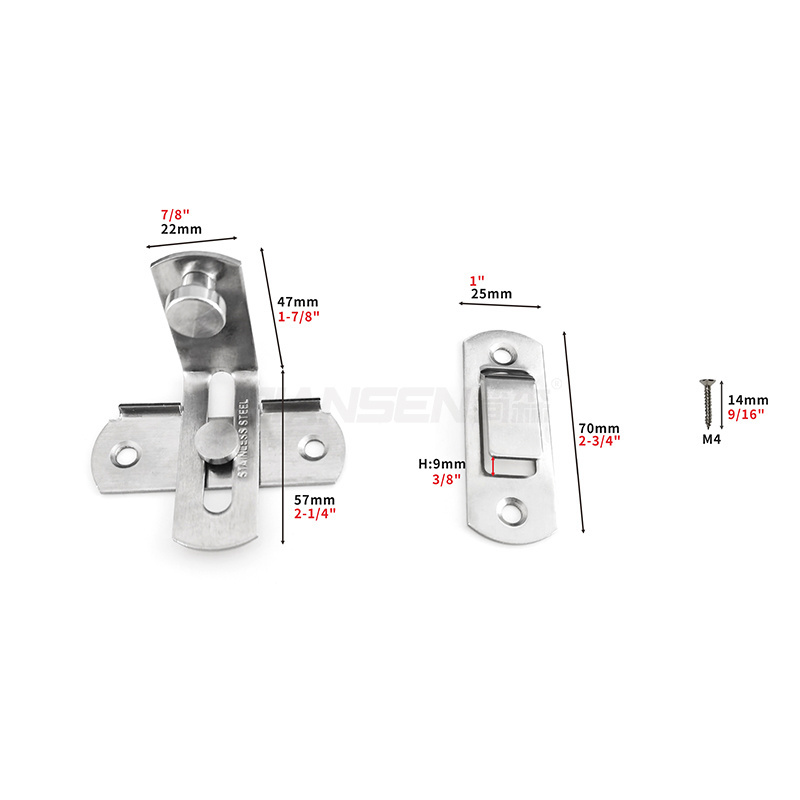 90 Degree Safety Gate Latch Right Angle Sliding Door Bolt Stainless Steel Flip Barn Door Lock Latch