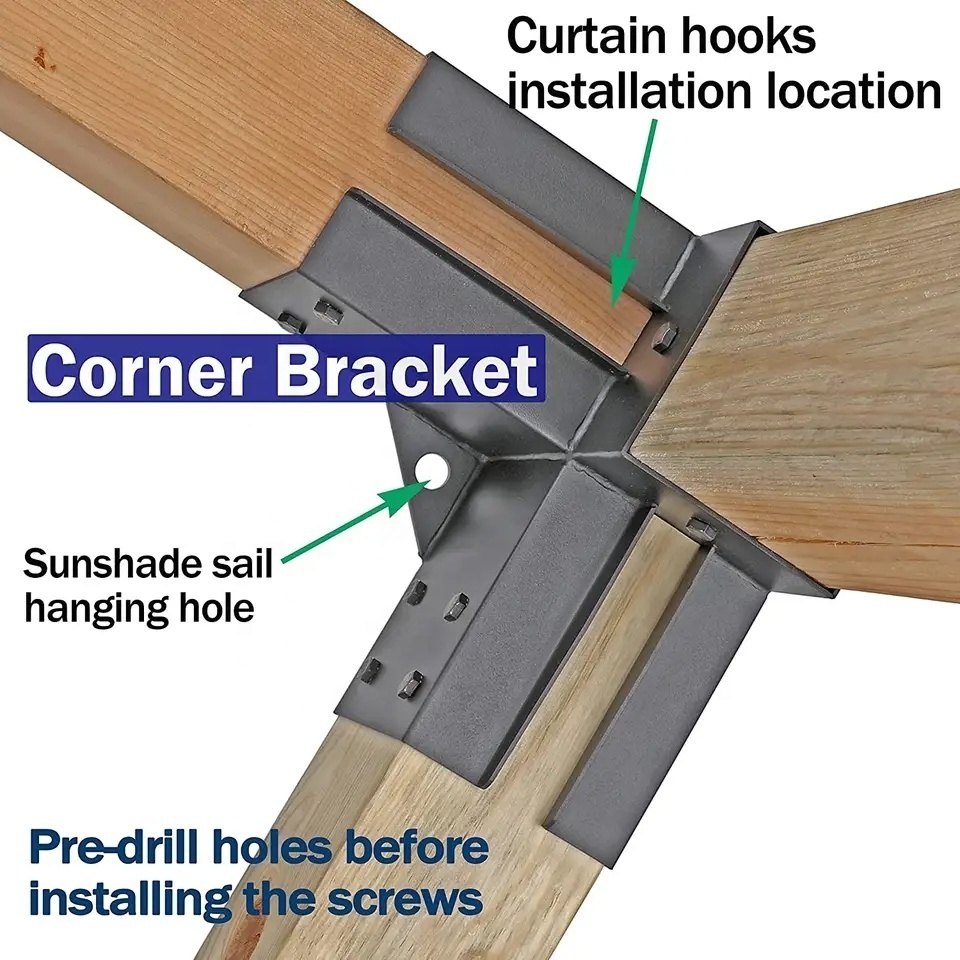 Sustainable Base Brackets with Screws and Bolts Durable Steel Pergola Kit Ideal for Wood Stand Pergolas, Gazebo, Garden