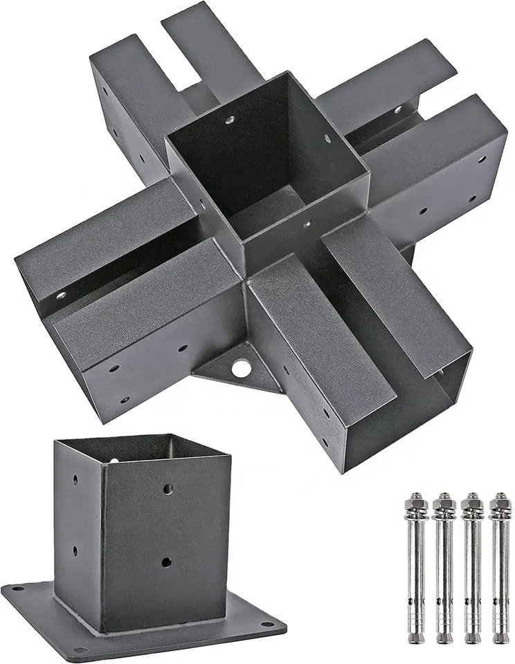 Sustainable Base Brackets with Screws and Bolts Durable Steel Pergola Kit Ideal for Wood Stand Pergolas, Gazebo, Garden