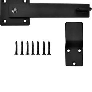 Gate Flip Latch, Heavy Duty Black Double Gate Latch Lock for Barn Door