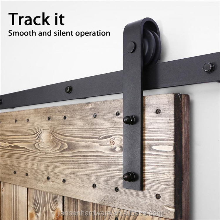 Wholesale Customizable Black Classic 6.6 Feet Stainless Steel Rail Hanging Sliding Single Barn Door Hardware Kits