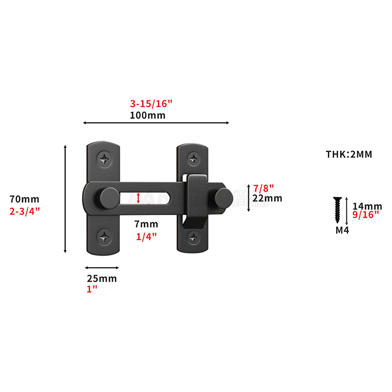 Wholesale Black Door Latch Sliding Barn Door Stainless Steel Latch Lock Barn Door Lock For DIY