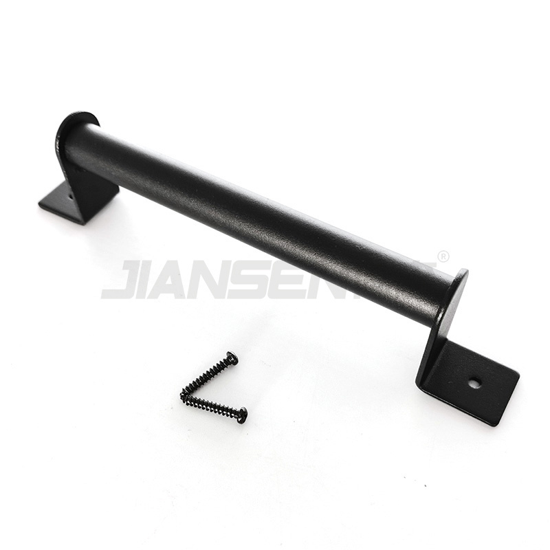 High Quality Round Pipe Sliding Black Barn Door Handle Heavy Duty Powder Coated Black Pull Barn Door Handle