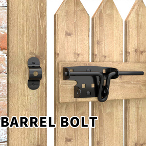 Traditional American Black Fence Gate Latch Courtyard Wooden Door Hinge Heavy Duty Sliding Latch Bolt