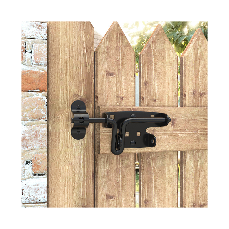 Traditional American Black Fence Gate Latch Courtyard Wooden Door Hinge Heavy Duty Sliding Latch Bolt