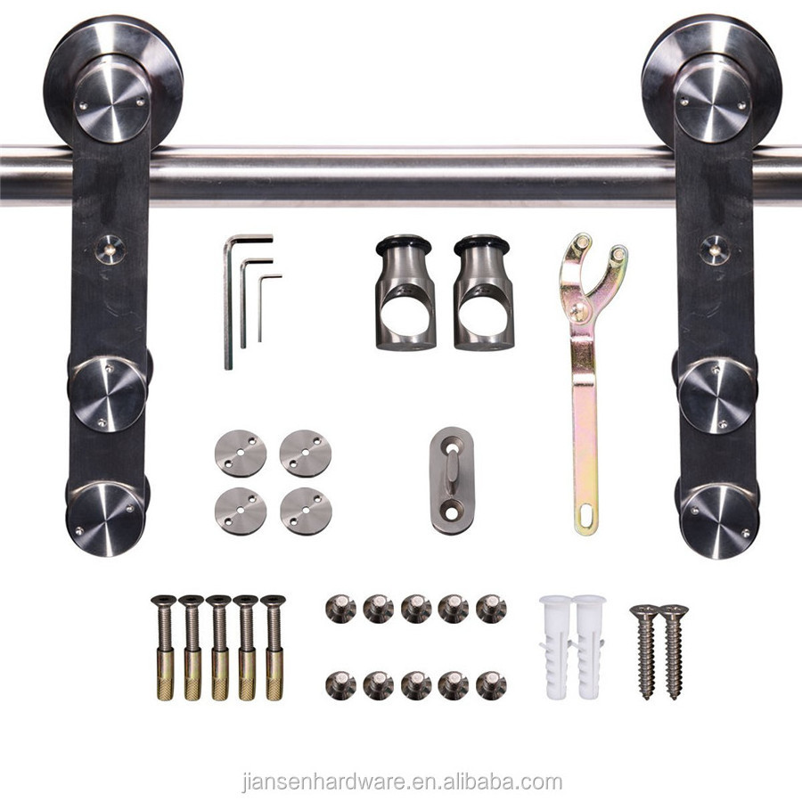 Top Mounted J Shape Roller Stainless Steel Sliding Barn Door Hardware Kit Shower System For Wood Door Or Glass Door