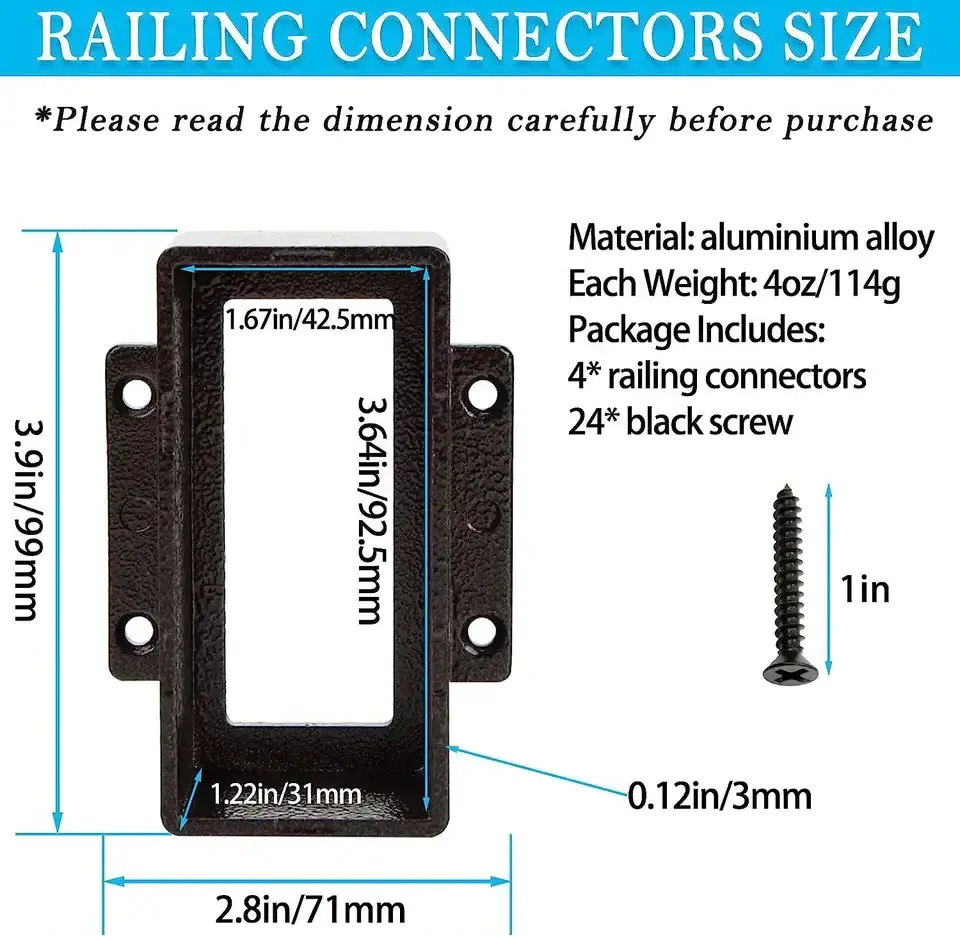 Fence supports Mount connector 2x4 Deck Railing Brackets for Porches Pavilions Pergolas Log Cabin