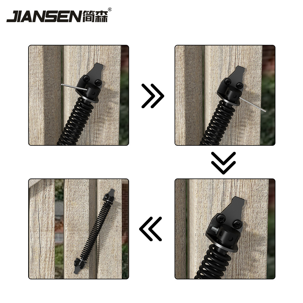 Adjustable Black Self Closing Gate Door Spring Hardware for Wooden and Vinyl Fence with Adjustable Tool