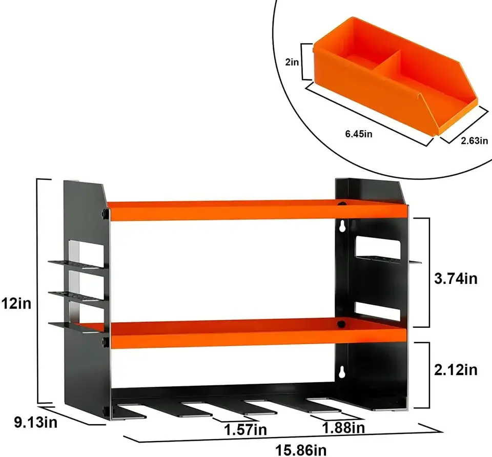 Wall Mount Power Tool Organizer Electric Drill Shelf Cordless Drill Battery Charging Station Rack