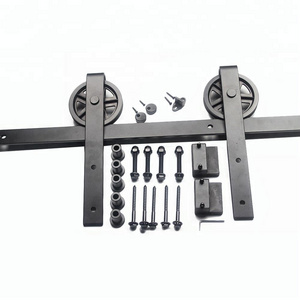 Steel Black Powerd Coating Horseshoe Double Closet Sliding Barn Wood Door Hardware Hang Sliding Track Kit