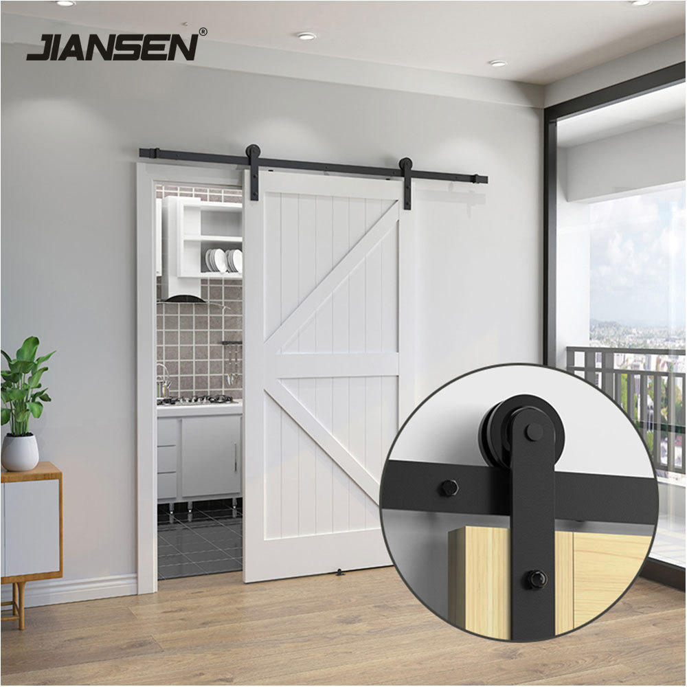 6.6 Feet Soundproof Interior Wrought Iron Sliding Door Hardware Rail Hanging Single Slide Kit Sliding Barn Door Hardware Kit