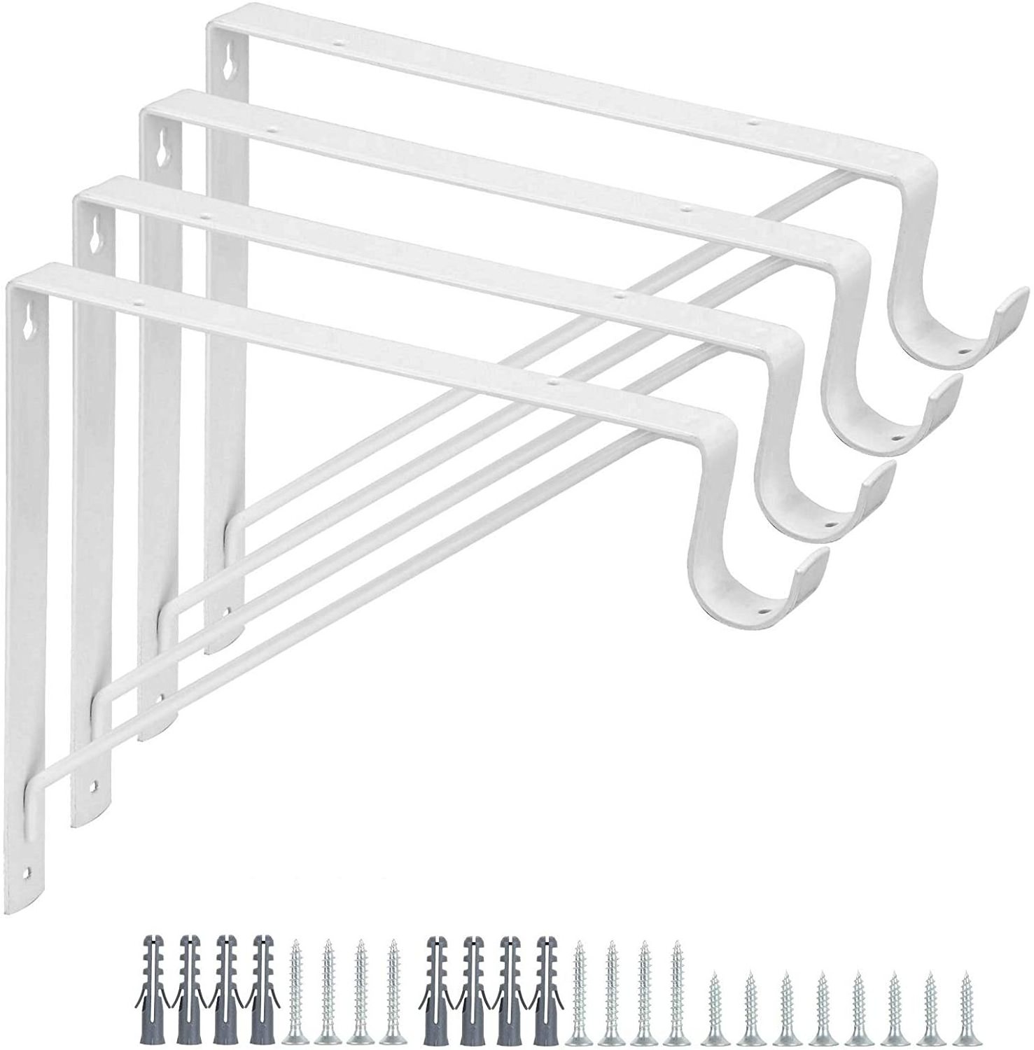 Closet Shelves Bracket with Rod Shelving Support with Screws