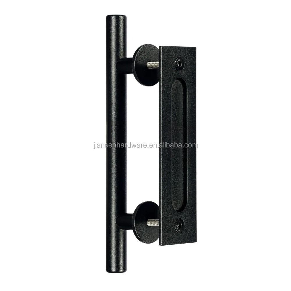 Quality Wood Door Barn Door Black Door Square Handle Move Round Cabinet Double Sided Round Tube Pull Handles