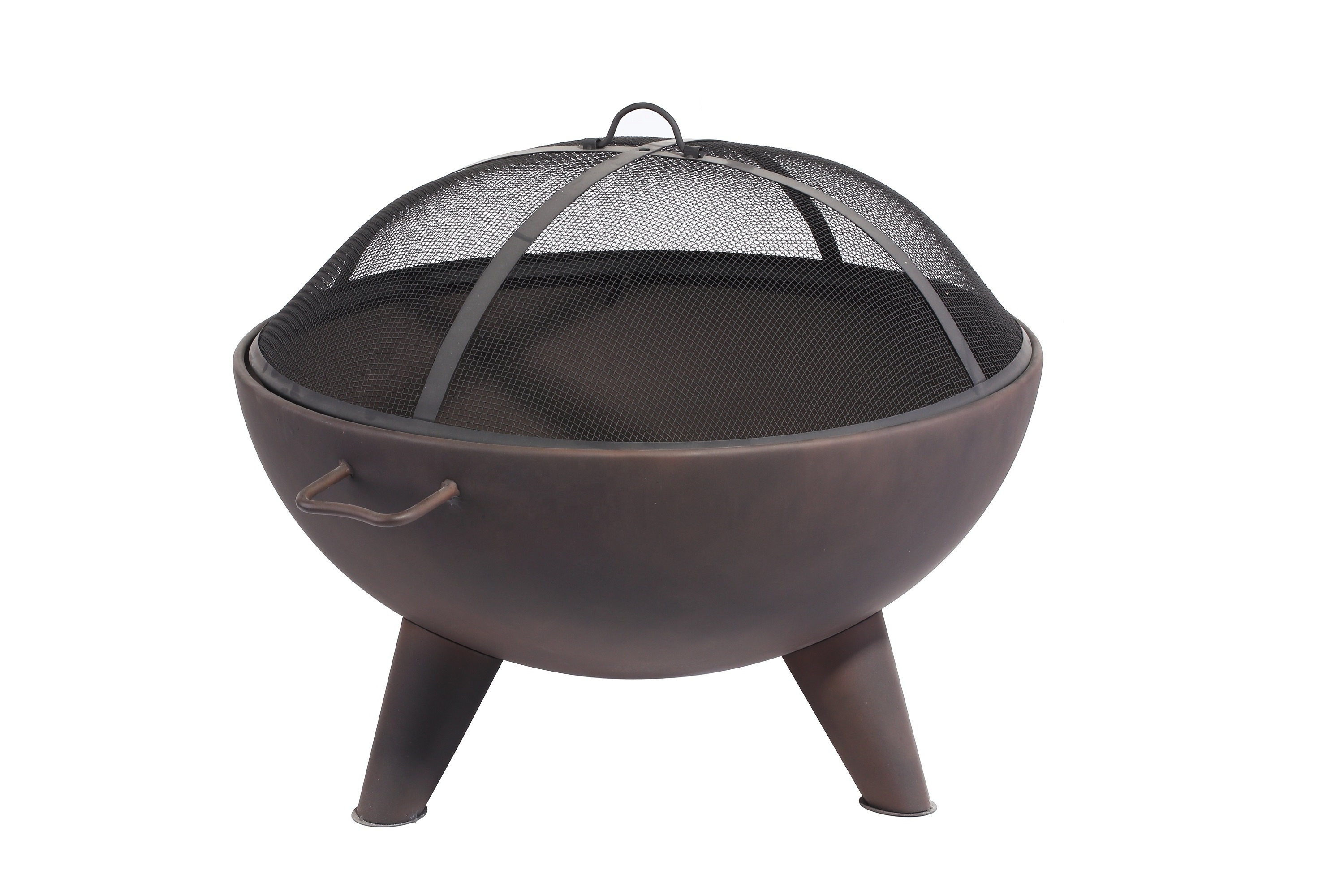 Freestanding 32 in Wide Oil Rubbed Bronze Firebowl with Palm Tree Design