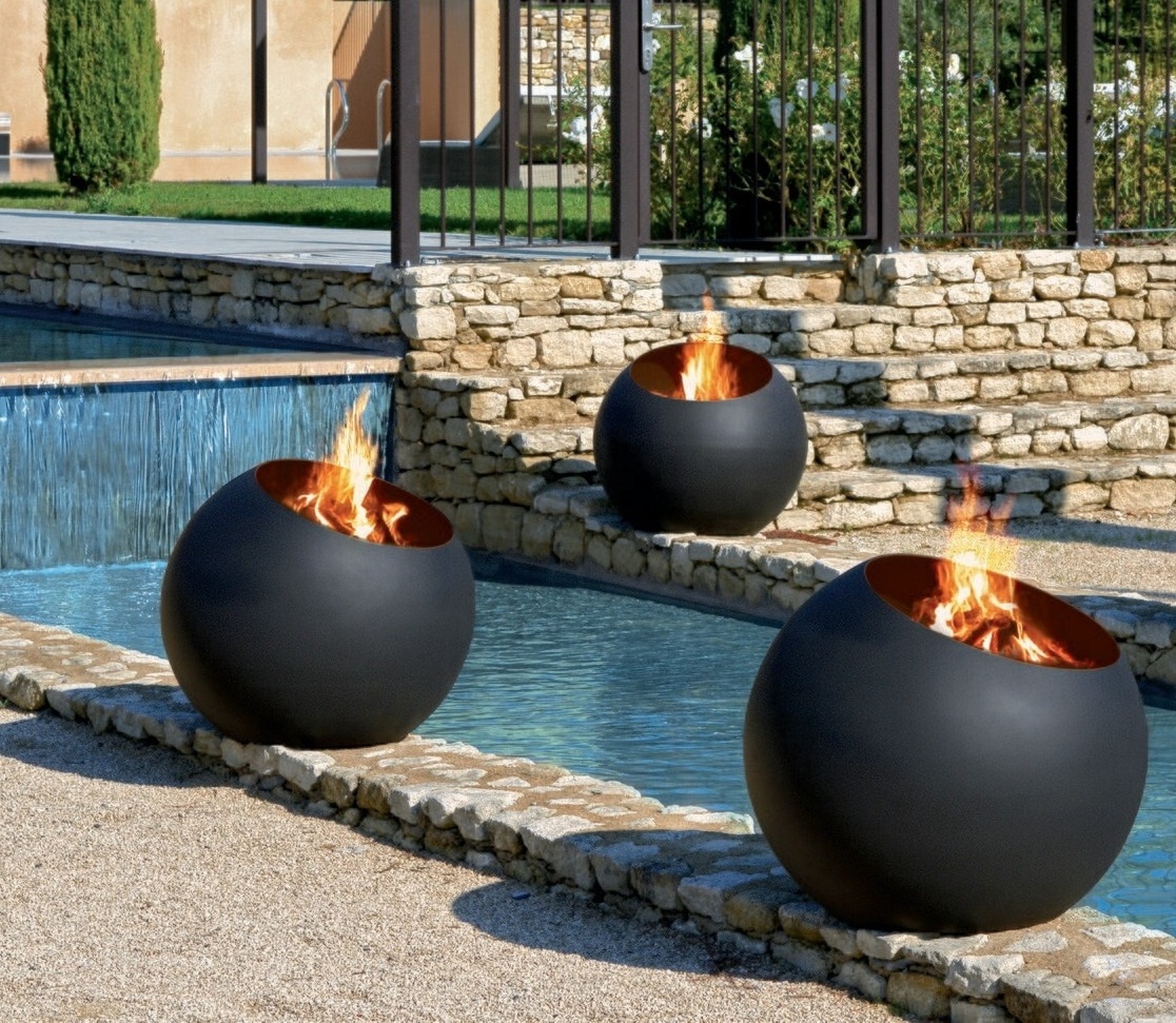 Outdoor Backyard  sphere Fire Pit  bubble fire pit 66CM Morden round steel fire pit