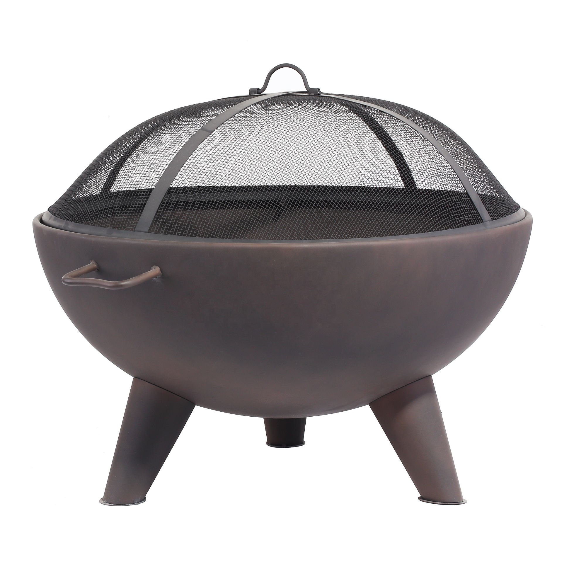 Freestanding 32 in Wide Oil Rubbed Bronze Firebowl with Palm Tree Design