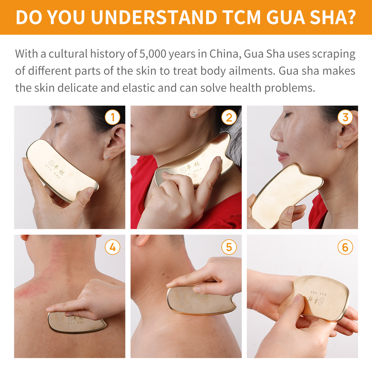 Multifunction copper gua sha face Lift Facial Skin Roller pure brass gua sha Massage Tool Eye Massager Logo Custom