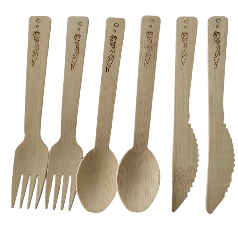 Customized Logo Disposable Bamboo Kitchenware Cutlery Set Disposable Bamboo Knife And Fork