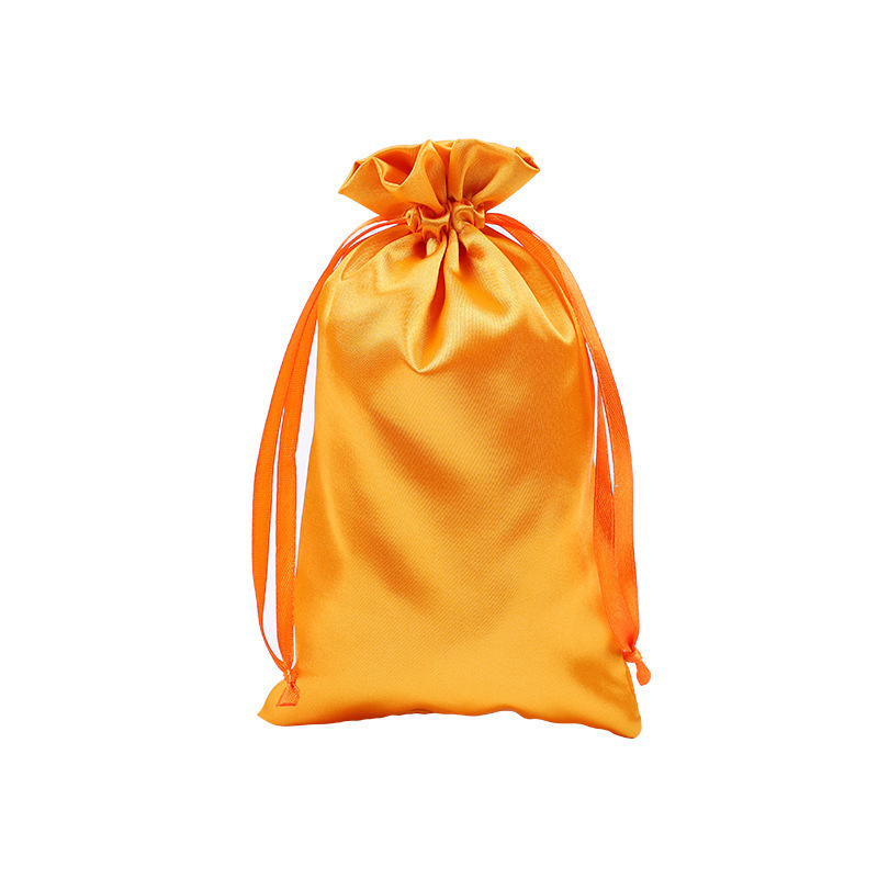 High Quality Custom  wholesale drawstring satin wig bags round bottom satin pouch drawstring bag satin pink Backpack Bag