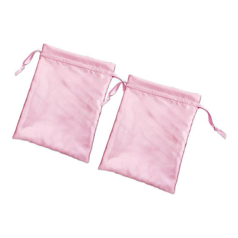 High Quality Custom  wholesale drawstring satin wig bags round bottom satin pouch drawstring bag satin pink Backpack Bag