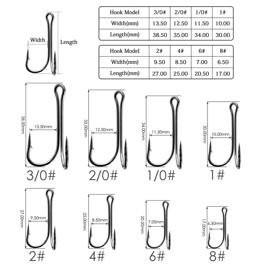 10pcs/box Long Shank Double Fishing Hook High Carbon Steel Crank Barbed Frog Lure Fly Tying Duple Fish Hook