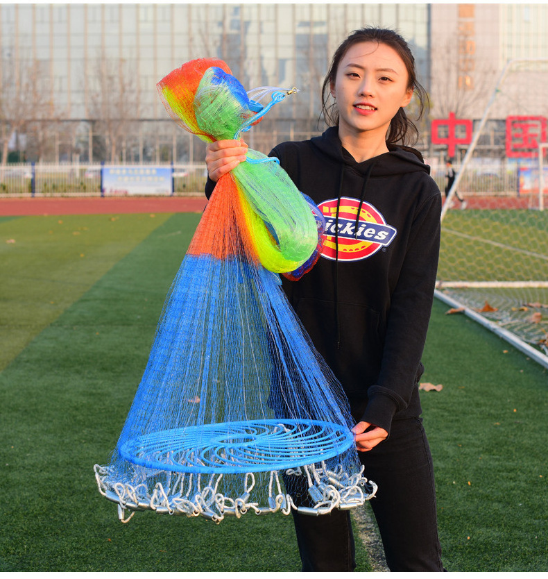 High Quality nylon monofilament lines Fly Hand Cast Net Chain Type Throw Catch drawstring fishing frisbee cast nets