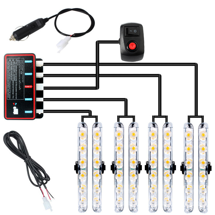 Universal high bright strobe light one tow eight clip lights car mid-grid flashing lights 48led