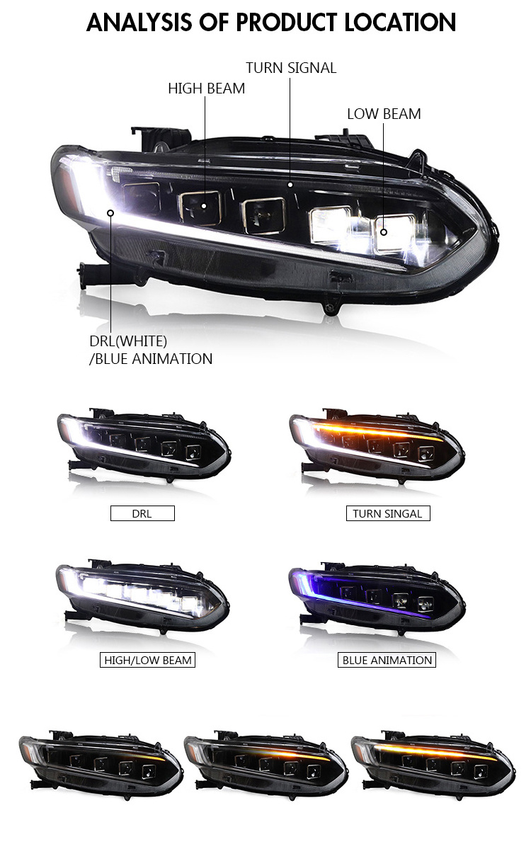 Car Front For Honda CIVIC G11 Headlights 2021-2022 LED HeadLamp Styling Dynamic Turn Signal Lens Automotive Accessories Assembly