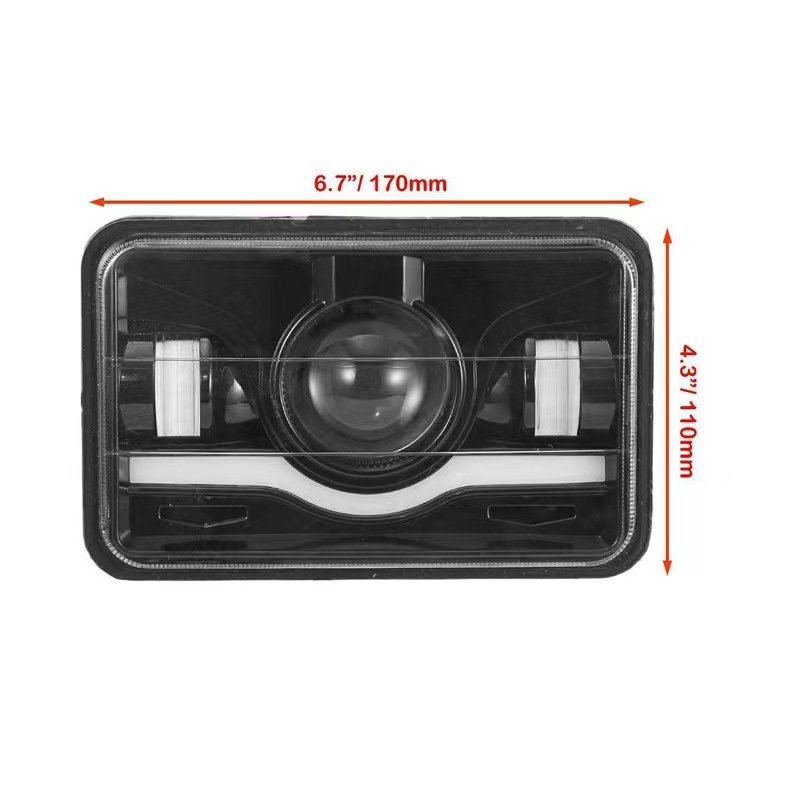 Auto Electrical System High Low Beam 45W Red Light Angel Eye DRL Rectangular Square 4x6 Led Headlight