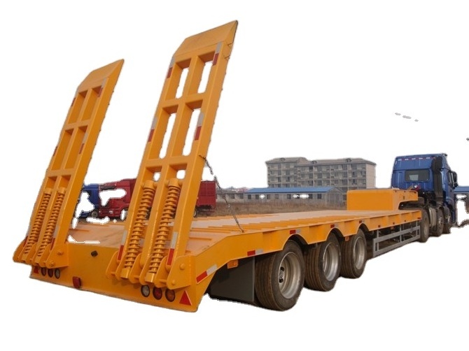 Factory Direct Sales 3 Axles 12 Tire 50ton Lowboy Low Bed Loader Lowbed Truck Semi Trailer