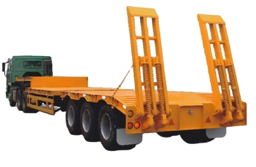 Factory Direct Sales 3 Axles 12 Tire 50ton Lowboy Low Bed Loader Lowbed Truck Semi Trailer