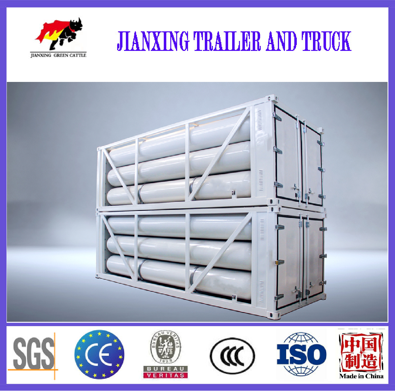 Used Co2 Lng Cng Tube Transport  Lpg Gas Road Tanker Trailer 12 CNG tubes Trailer Truck Semi Trailer for Sale