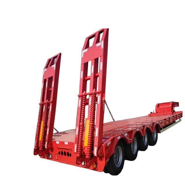 Hydraulic Extendable Excavator Transport 3 4 axle 40 feet lowboy trailer 40 ton 60 ton 80 ton low loader transport trailer