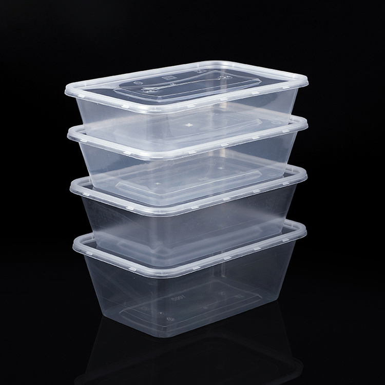 Hot Food Disposable Plastic bento lunch boxTakeaway customize Packing box Use PP Microwave Rectangular Food Container with lid