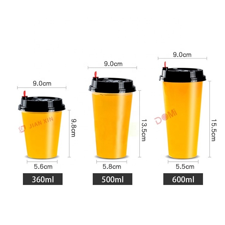 Food grade Custom Printed 8/16/32 oz Clear Disposable plastic bubble tea pp injection cup With Lid