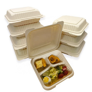 Biodegradable Compostable Plastic Corn Starch Cornstarch Clamshell Food Box Take Away Food Packaging