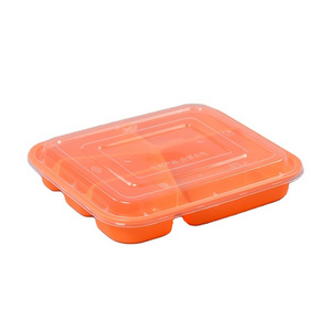 Rectangle plastic disposable containers 5 compartment bento lunch boxes plate with lids